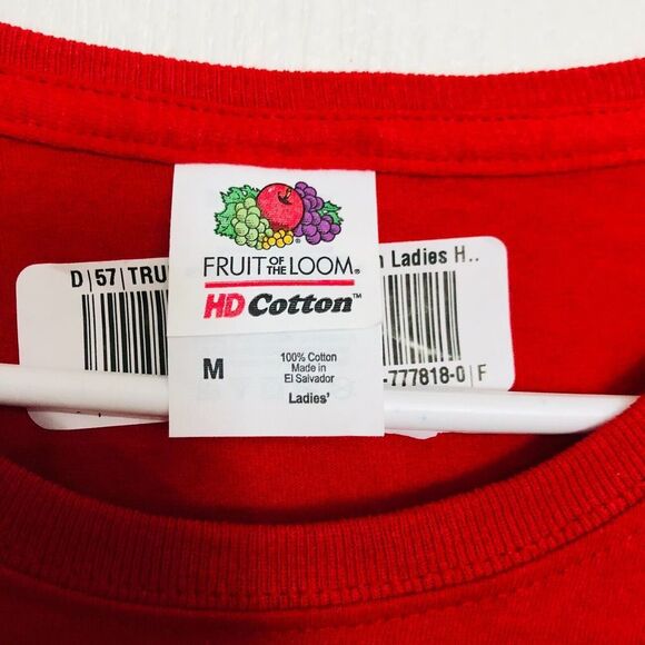 Fruit of the Floom Women's T-Shirt Unicorn Cotton Short Sleeve Red Size Medium - Picture 3 of 5